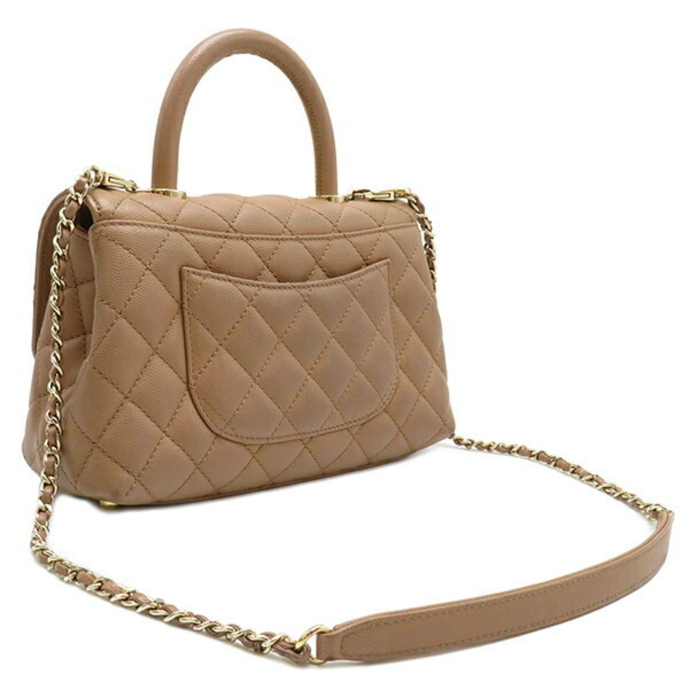 Chanel Pink Handle Coco Bag Handle Beige Top Flap